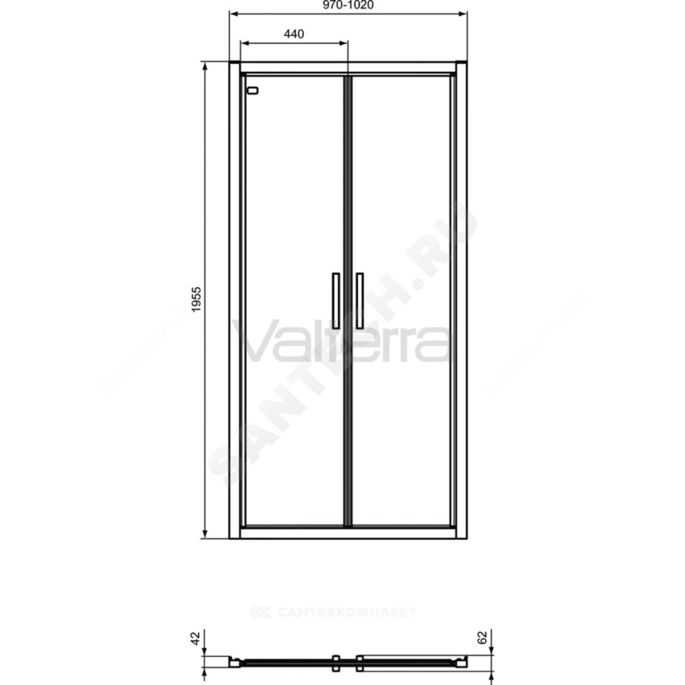 Дверь душевая алюминиевый профиль, черный матовый CONNECT 2 Saloon door Ideal Standard