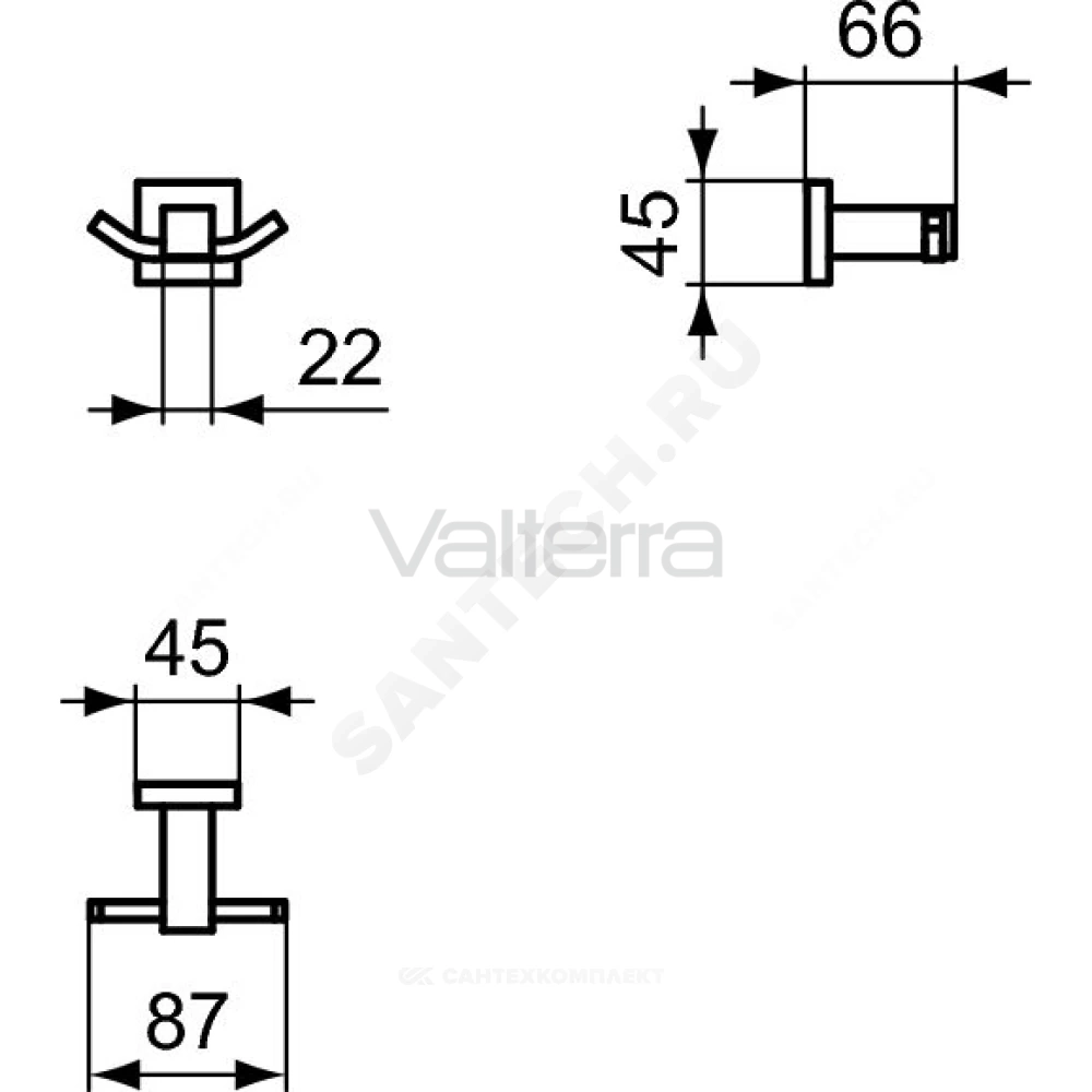 Крючок двойной для одежды IOM Square Ideal Standard