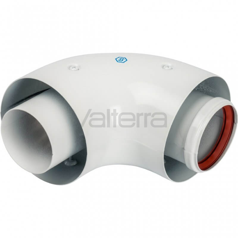Отвод коаксиальный 90° DN 60/100 мм, полипропиленовый, с ревизией, Stout