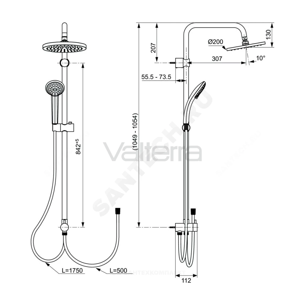Система душевая IDEALRAIN ECO без смесителя Ideal Standard