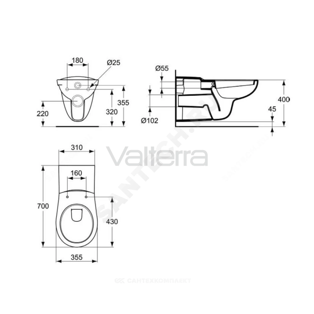 Унитаз подвесной для инвалидов горизонтальный выпуск Matura Ideal Standard