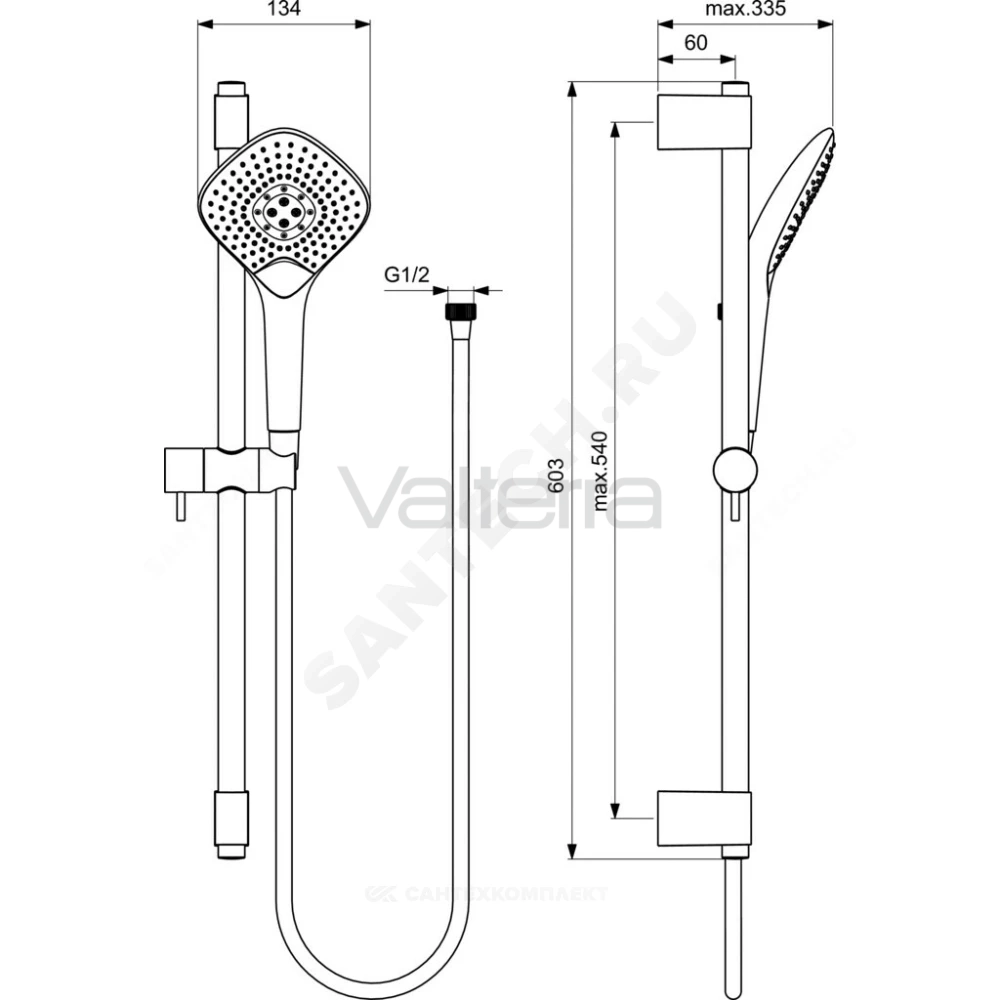 Гарнитур душевой IDEALRAIN EVO JET DIAMOND XL3 Ideal Standard