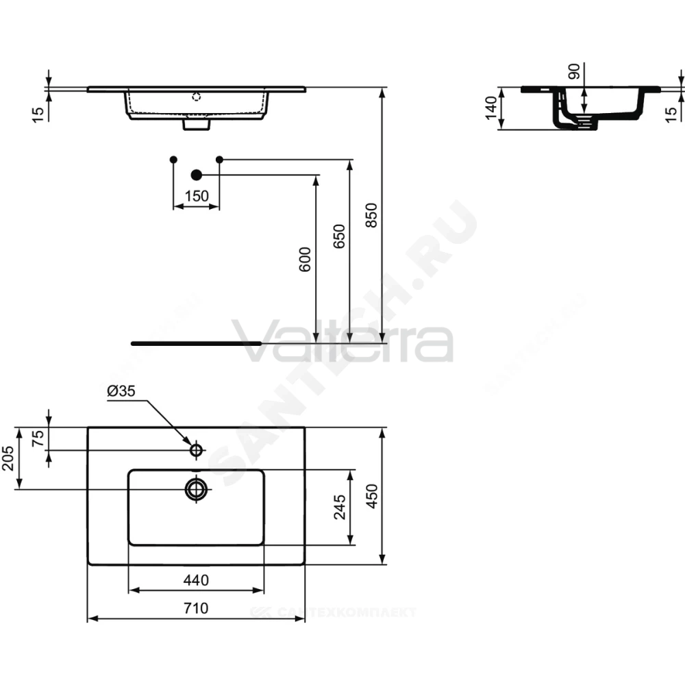 Умывальник мебельный TEMPO Vanity 71 Ideal Standard