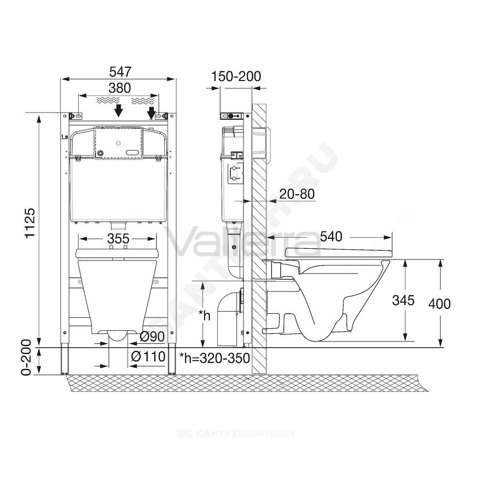 Комплект 3 в 1 инсталляция без кнопки смыва + унитаз подвесной The Gap Round Rimless Roca