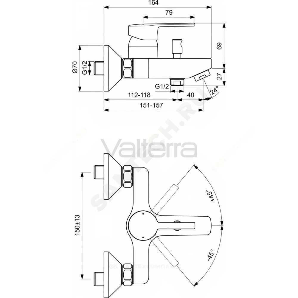 Смеситель для ванны с душем IDEALSTYLE одноручный Ideal Standard