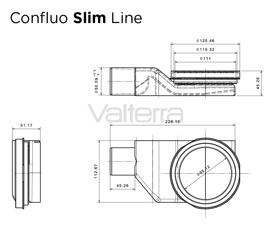 Водоотводящий желоб (душевой лоток) CONFLUO SLIM LINE, Pestan