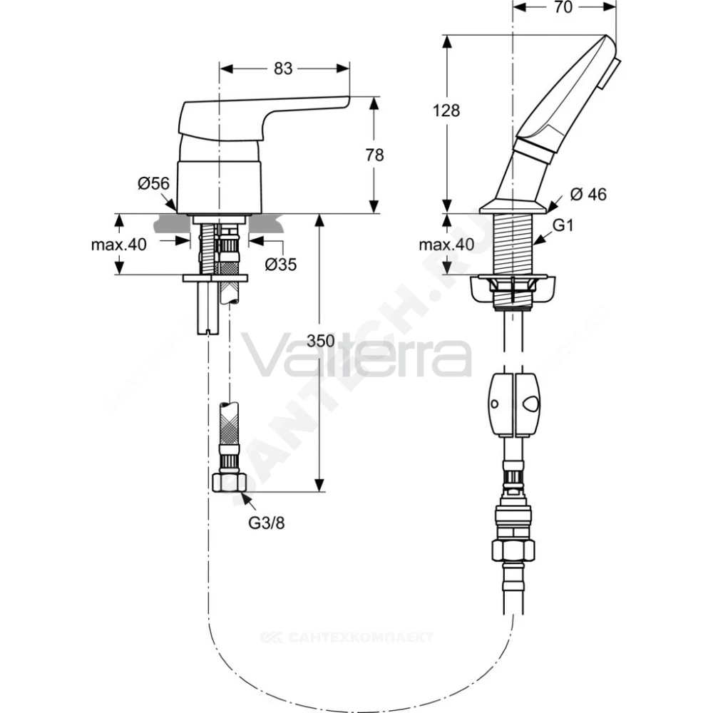 Смеситель для парикмахерской мойки CERASPRINT 2012 одноручный Ideal Standard