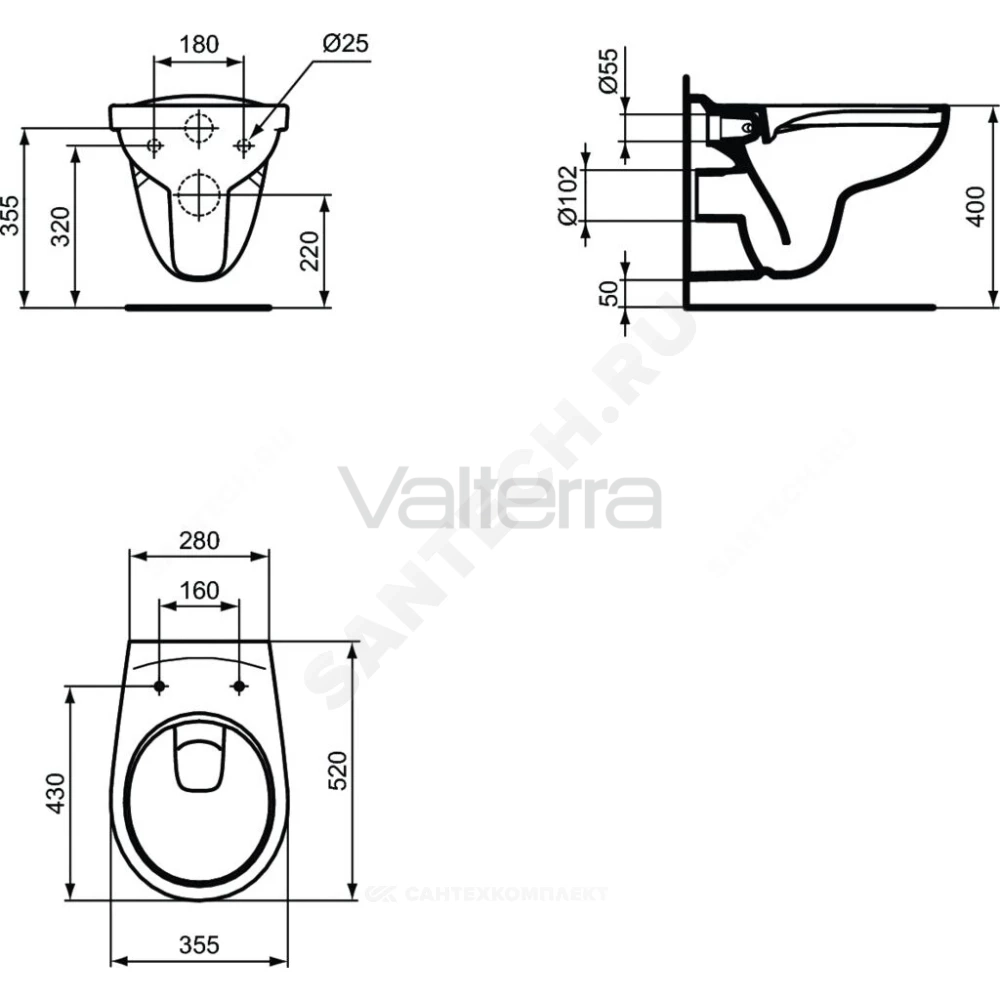 Унитаз подвесной горизонтальный выпуск ASOLO Rimless Ideal Standard
