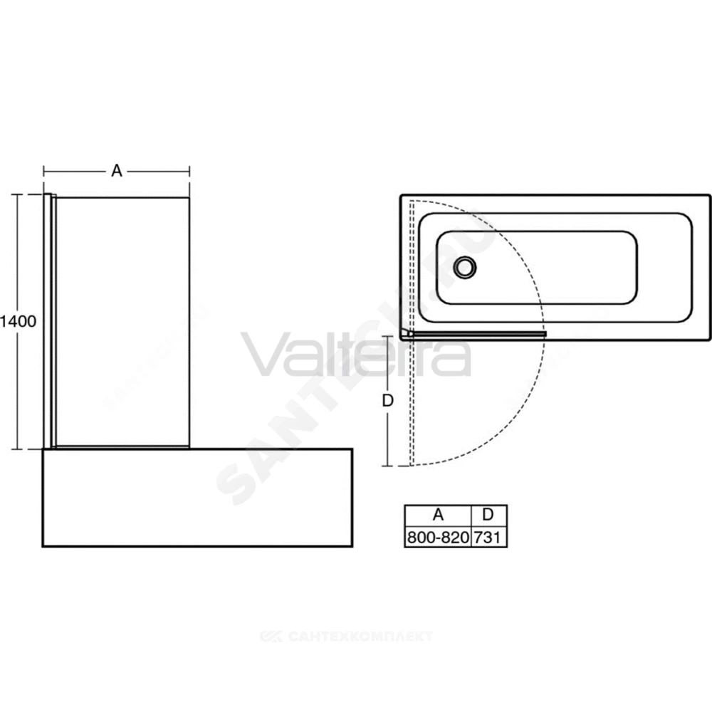 Стенка душевая для ванн CONNECT Ideal Standard