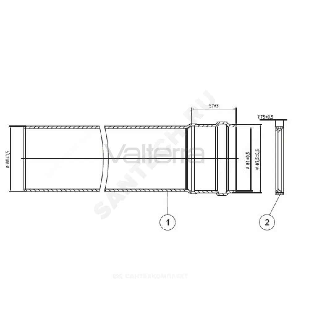 Удлинение для раздельного дымохода Ягуар/Рысь Protherm