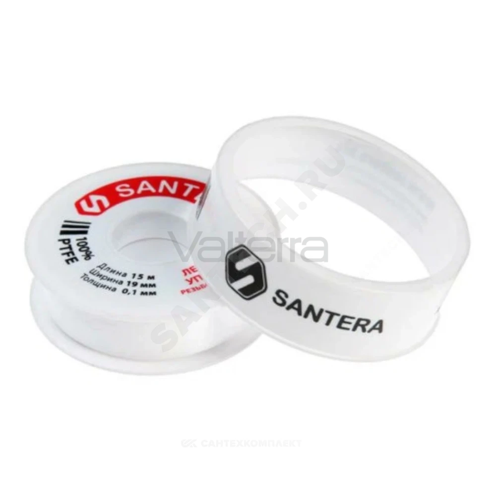 Лента ФУМ PTFE 19ммх15м катушка цвет: белый среда: вода Santera