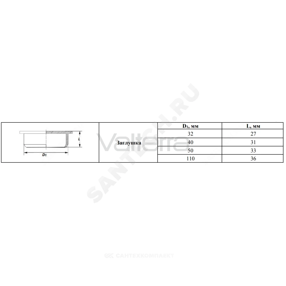 Заглушка серая PP-H BASE VALFEX