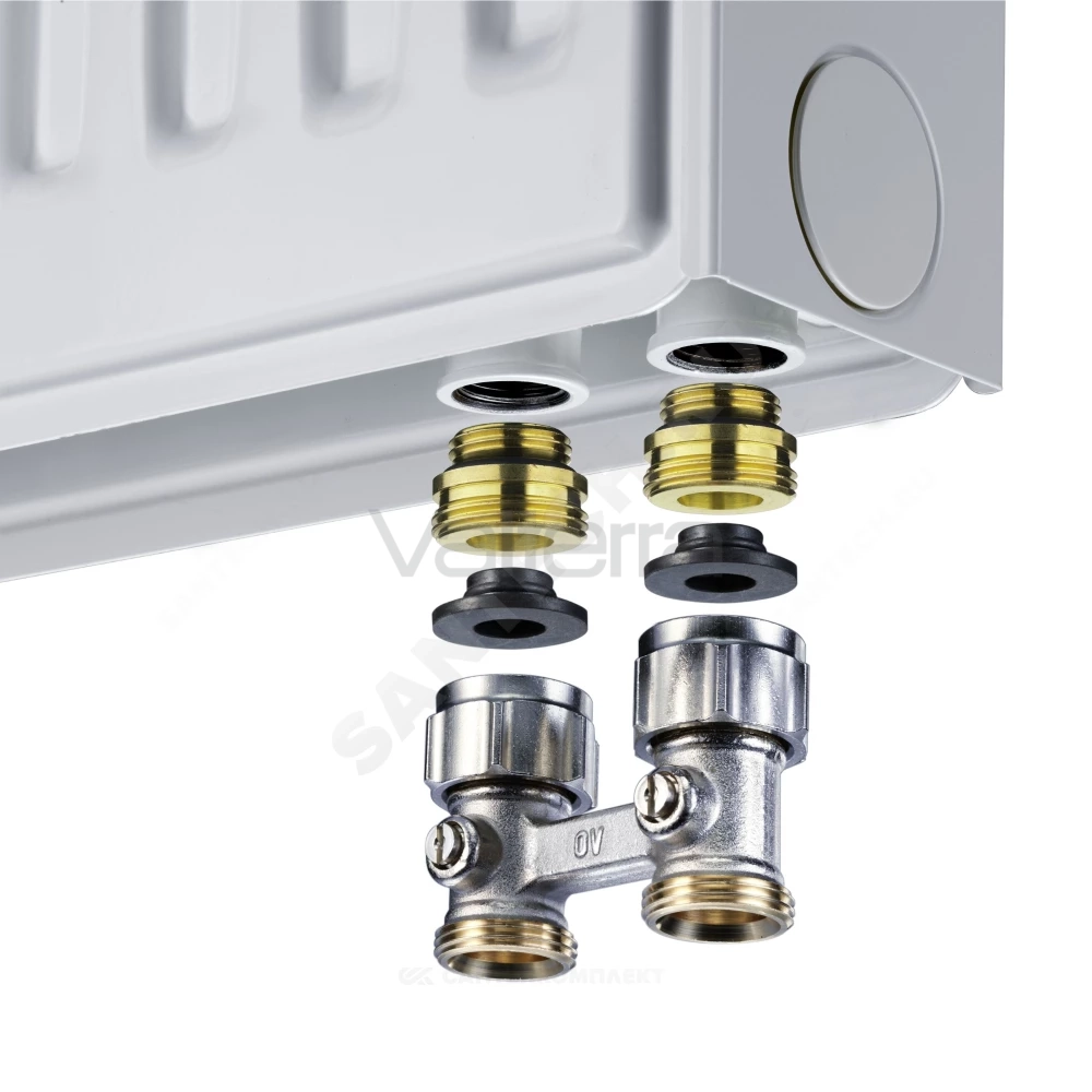 Узел нижнего подключения Multiflex F ZB двухтр Ру10 прямой под плоское уплотнение с ниппелями Oventrop