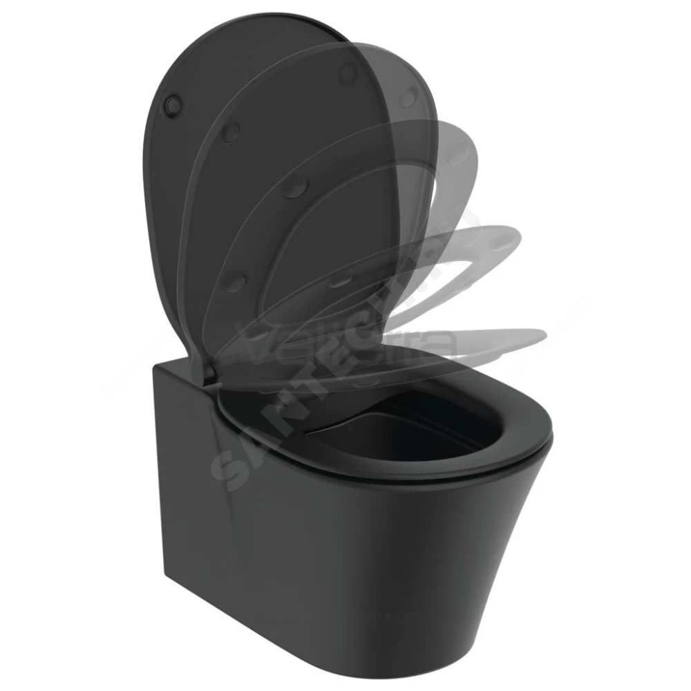 Унитаз подвесной черный горизонтальный выпуск CONNECT AIR+ Rimless+ Ideal Standard