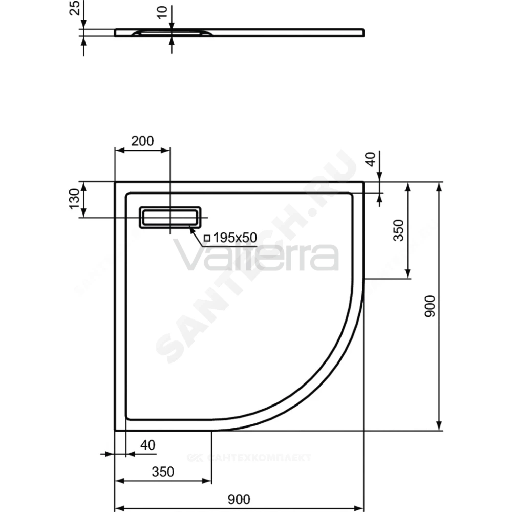 Поддон душевой акрил четверть круга ULTRAFLAT NEW Ideal Standard