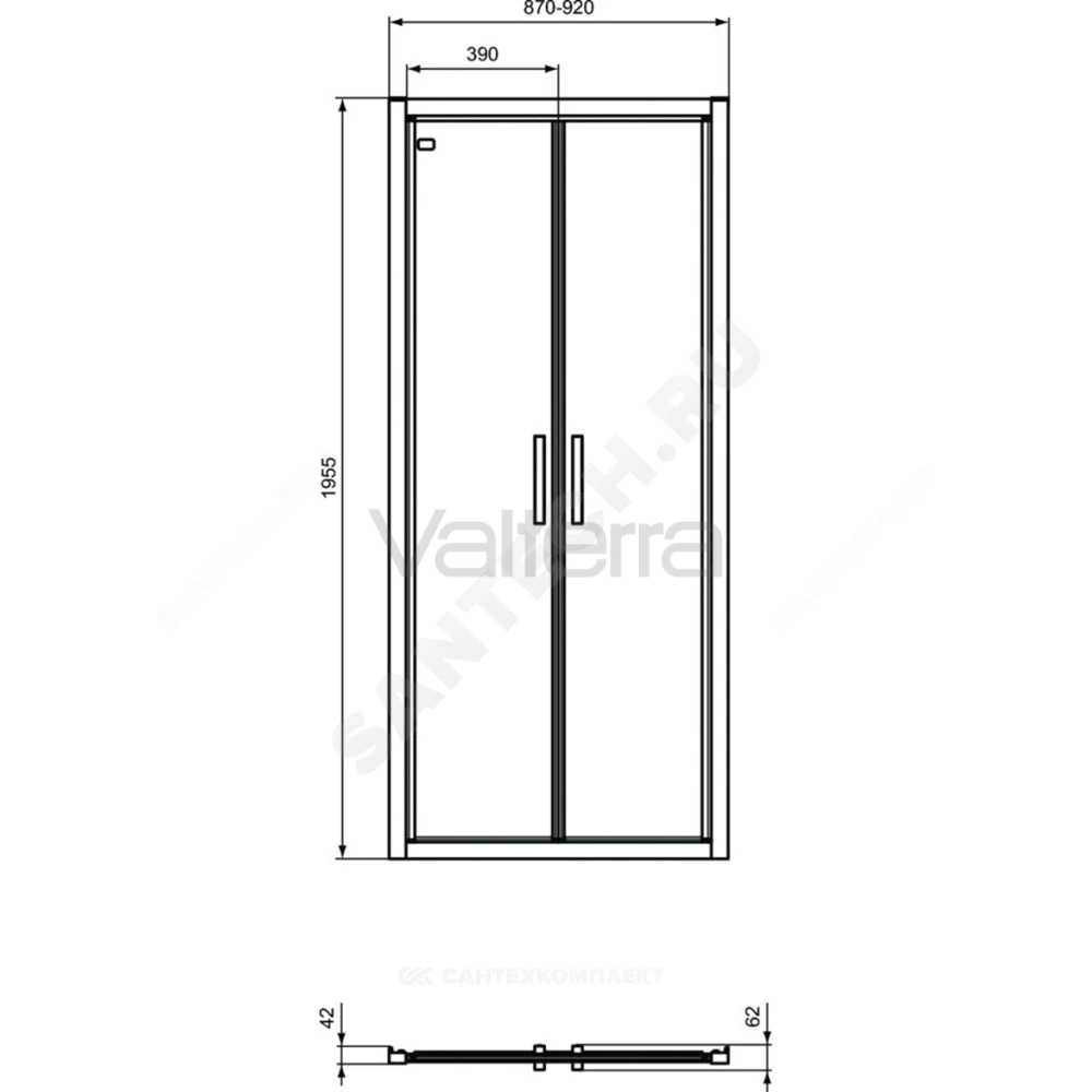 Дверь душевая алюминиевый профиль, черный матовый CONNECT 2 Saloon door Ideal Standard
