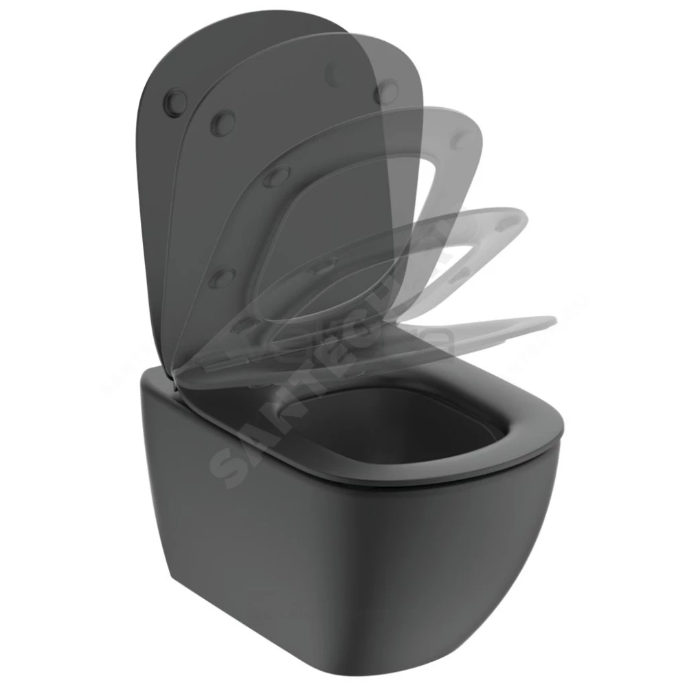 Унитаз подвесной черный горизонтальный выпуск TESI AquaBlade Ideal Standard