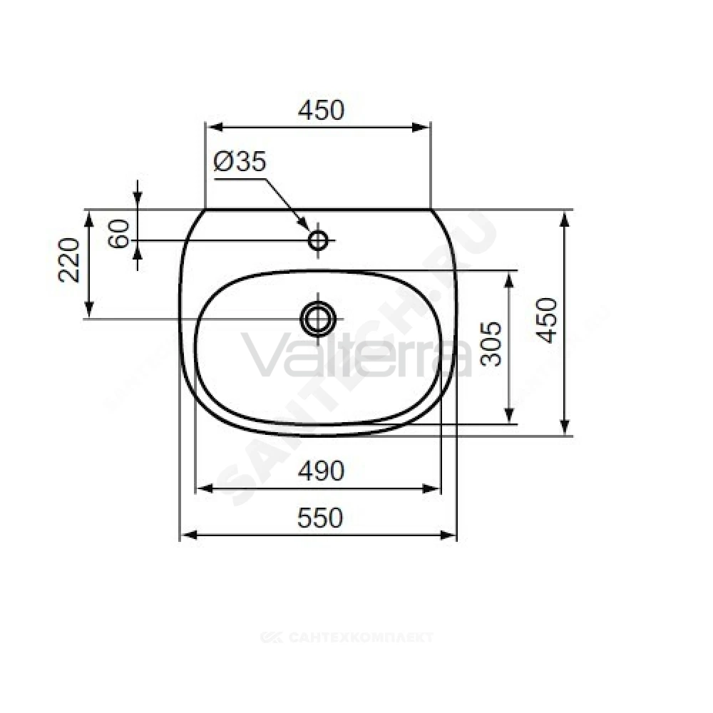 Умывальник подвесной TESI 55 Ideal Standard