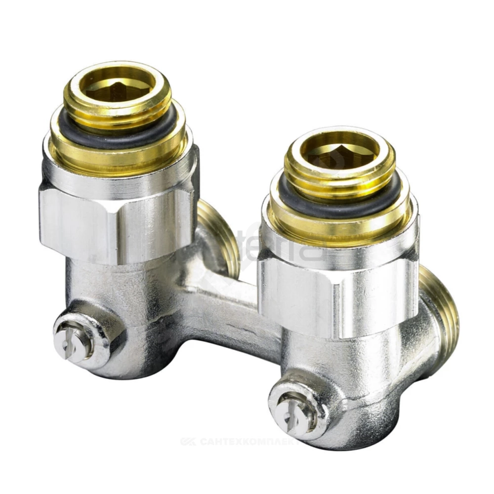 Узел нижнего подключения Multiflex F ZB двухтр Ру10 угловой под плоское уплотнение с ниппелями Oventrop