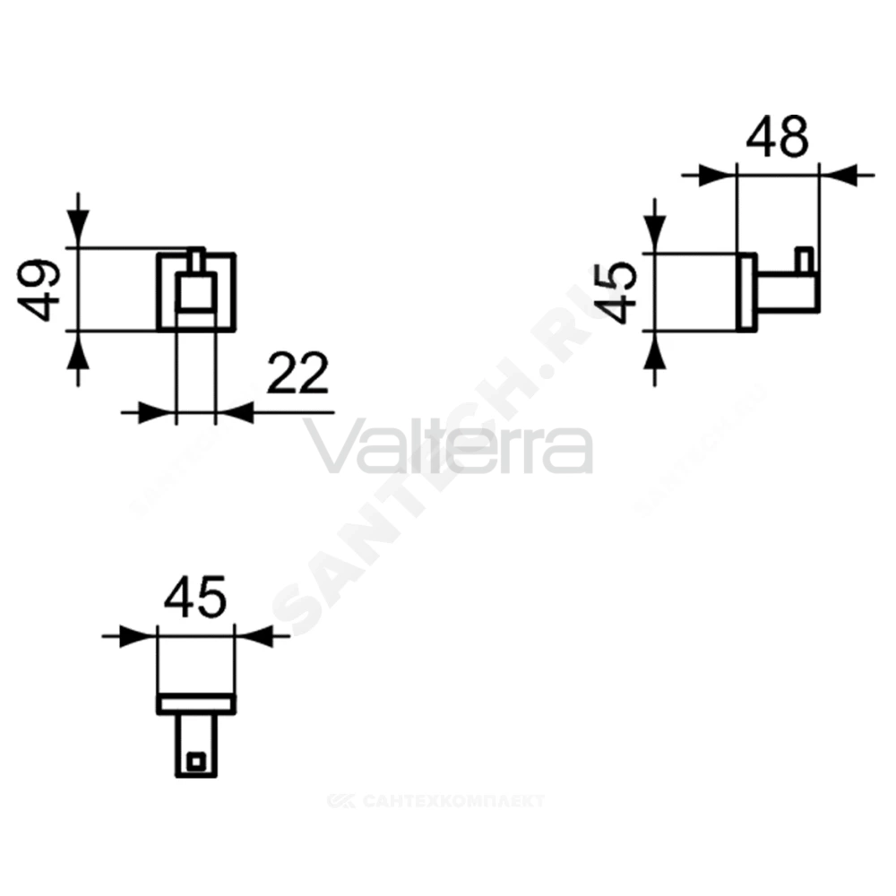 Крючок одинарный для одежды IOM Square Ideal Standard