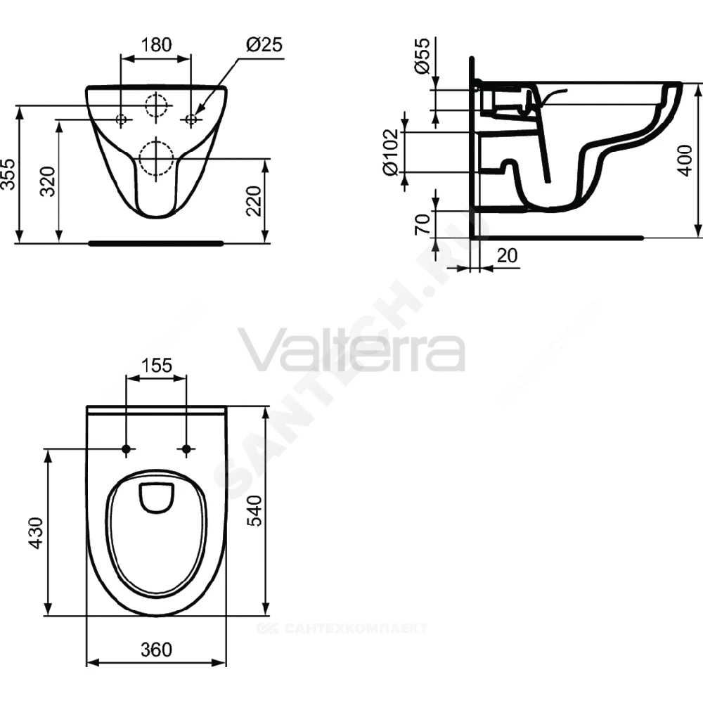 Комплект 3 в 1 инсталляция без кнопки смыва + унитаз подвесной I.life A Rimless Ideal Standard