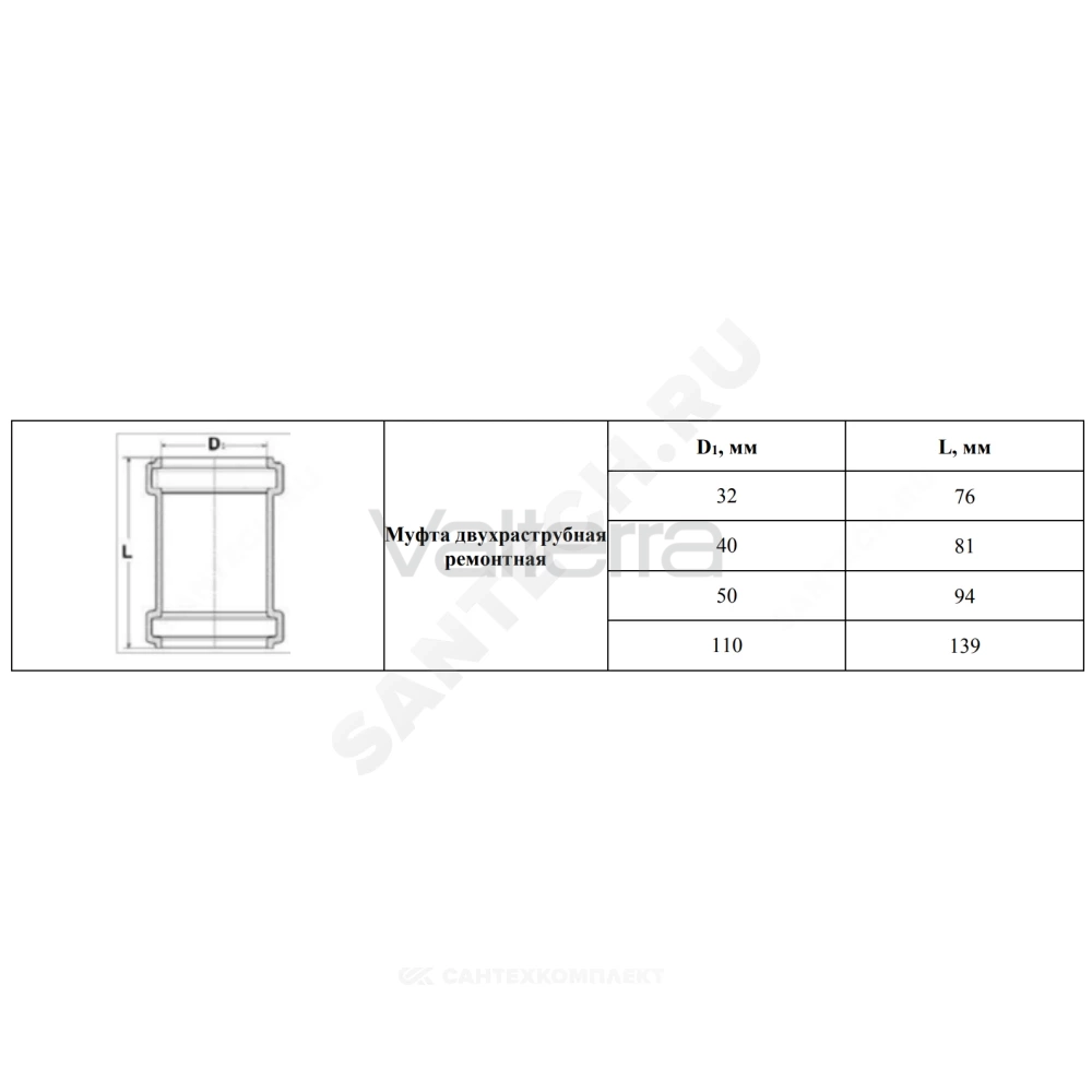 Муфта ремонтная серая PP-H BASE VALFEX