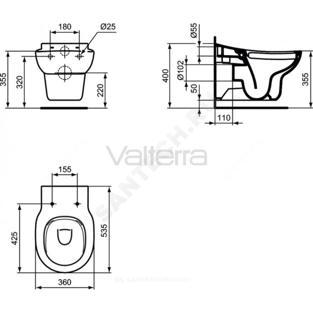 Унитаз подвесной для детей горизонтальный выпуск CONTOUR 21 Rimless Ideal Standard