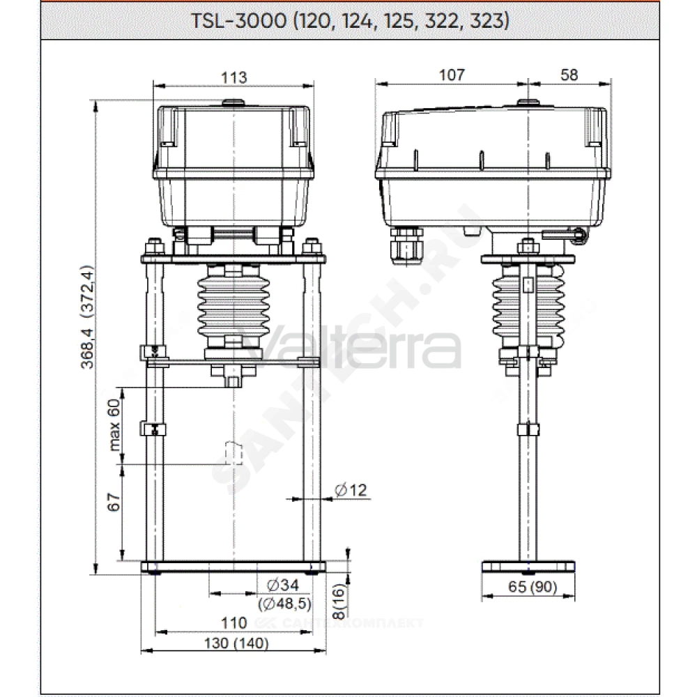 Электропривод аналоговый TSL-3000-60-2A-230-IP67 Теплосила