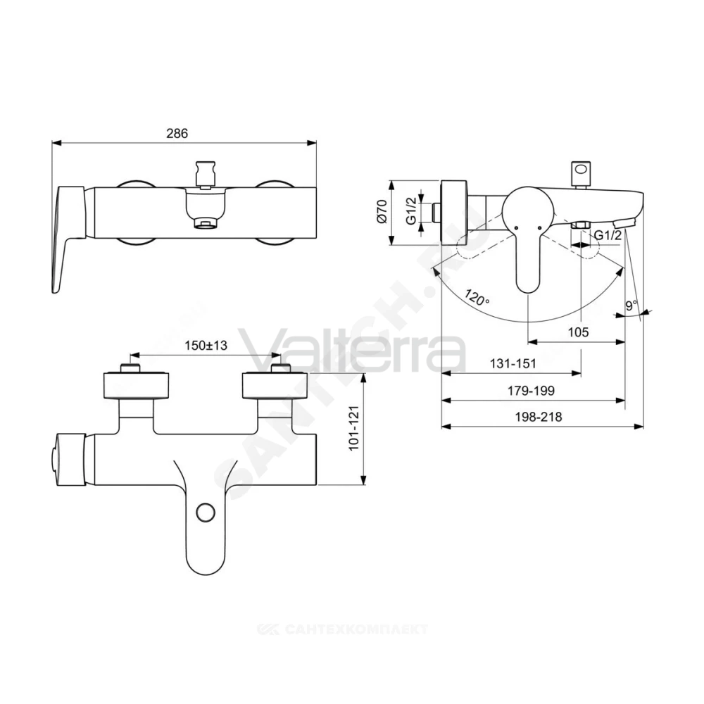 Смеситель для ванны с душем CONNECT BLUE одноручный Ideal Standard